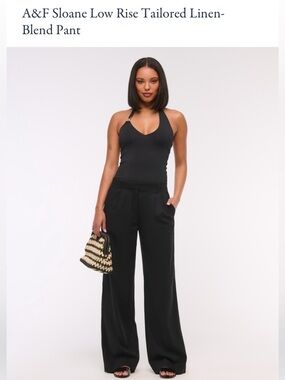 Abercrombie & Fitch A&F Sloane Low Rise Tailored Linen-Blend Pant 28/6 Long